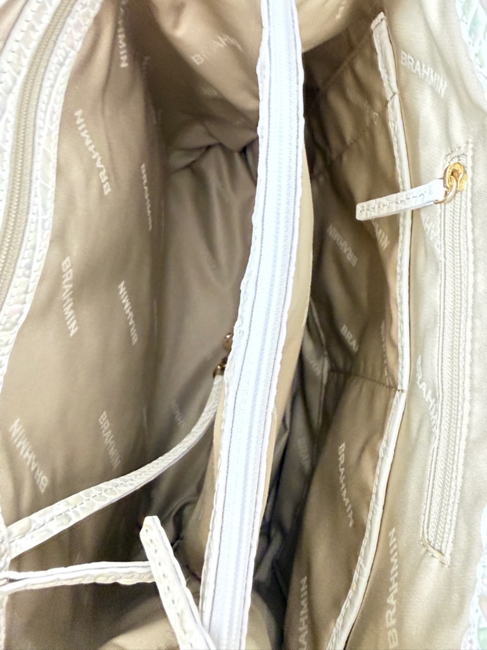 Brahmin Iridescent Pearl Croc-Embossed Tote with Gold Hardware - Picture 8 of 8